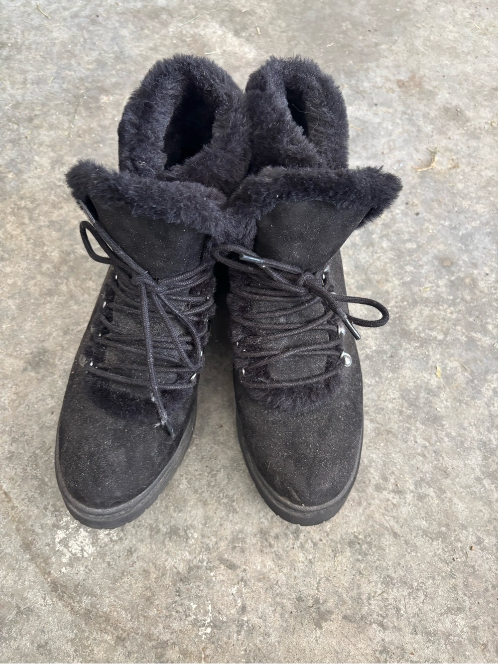 Target Black Faux-Fur Lace-Up Winter Boots